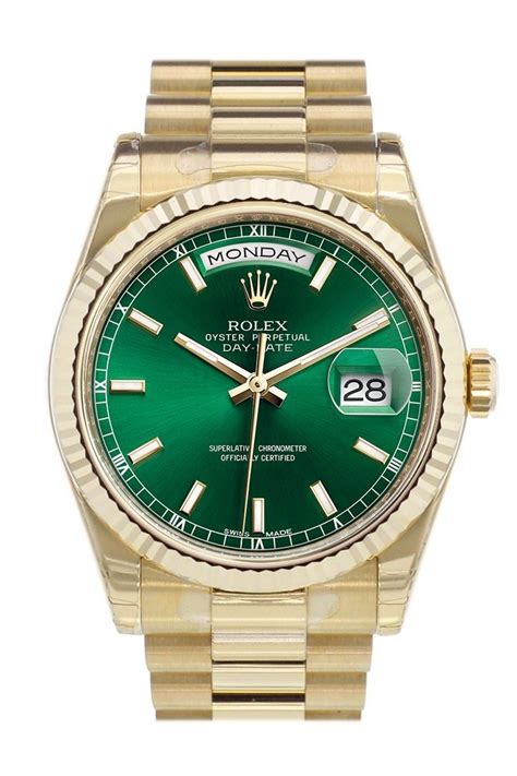 stainless steel rolex president bracelet with green dial|rolex presidential watch.